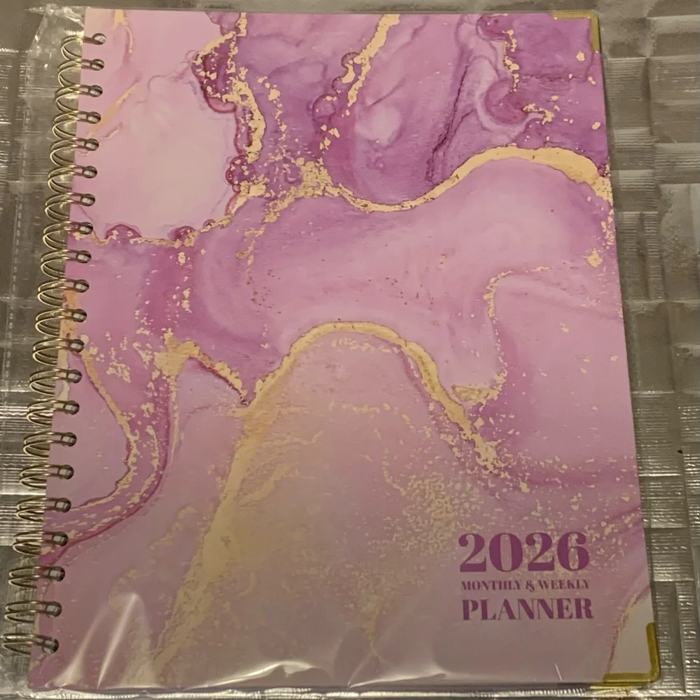 2026 Planner Weekly & Monthly Calendar 8.5''x11' Hardcover Spiral Bound Pink!